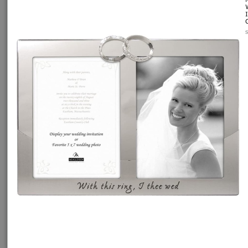 🆕 Maiden International Designs Wedding Rings Picture Frame Silver